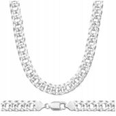 ŁAŃCUSZEK SREBRNY PODWÓJNA PANCERKA 4mm ROMBO MĘSKI 50cm RODOWANY GRUBY 925