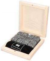 KAMIENIE DO WHISKY KAMIENNE KOSTKI GRANIT 12szt PUDEŁKO DREWNIANE PREZENT