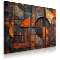Obraz Canvas Do Salonu Abstrakcja Okręgi Imitacja Drewna Metal 100cm x 70cm