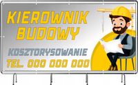 100x50 cm - Baner reklamowy z plandeki oczkowanej Kierownik budowy