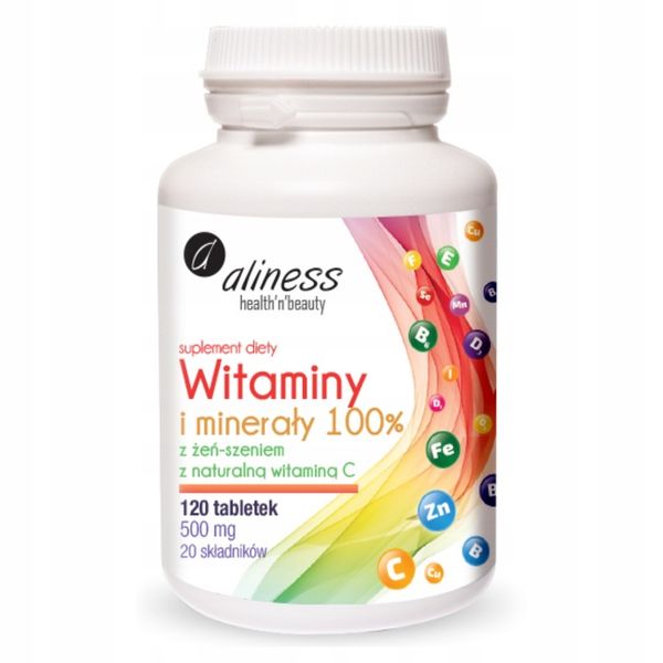 WITAMINY I MINERAŁY Multiwitamina Selen Jod Żeń-szeń Witamina C ALINESS zdjęcie 1