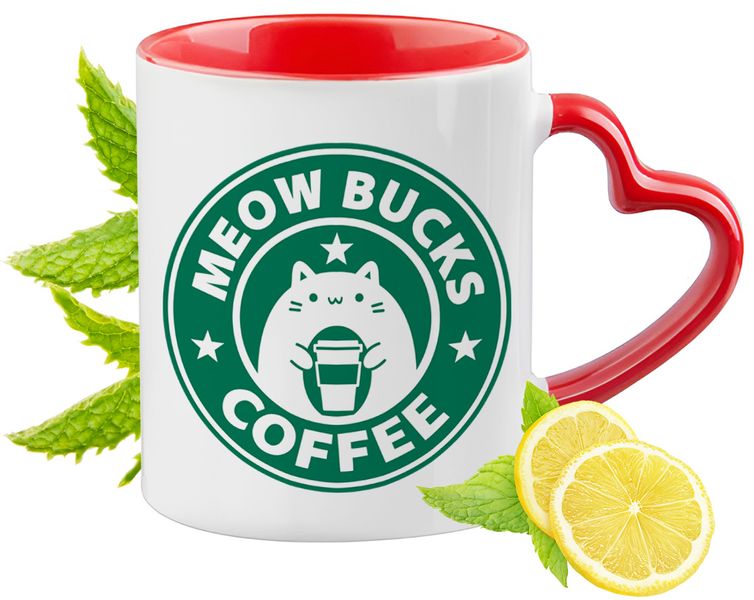 Kot Kotki Kubek Czerwony Z Uszkiem W Kształcie Serca Na Prezent zdjęcie 1