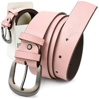 Beltimore skórzany damski pasek do spodni 4 cm różowy A70 : Kolory - różowy, Rozmiar pasków - r.80-95 cm