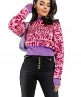 Sweter Versace Z Golfem Różowy Logomania EGO_511369059 L