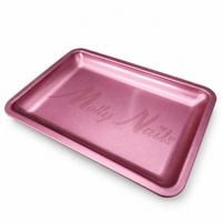 Metalowa tacka na narzędzia MollyNails prostokątna różowa