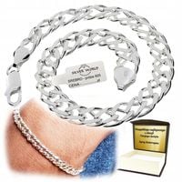 BRANSOLETKA SREBRNA MĘSKA NA PREZENT 925 PEŁNA ROMBO + GRAWER SREBRO 925