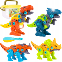 ZESTAW KONSTRUKCYJNY DO SKRĘCANIA ROZKRĘCANIA DINOZAURY KLOCKI WIERTARKA