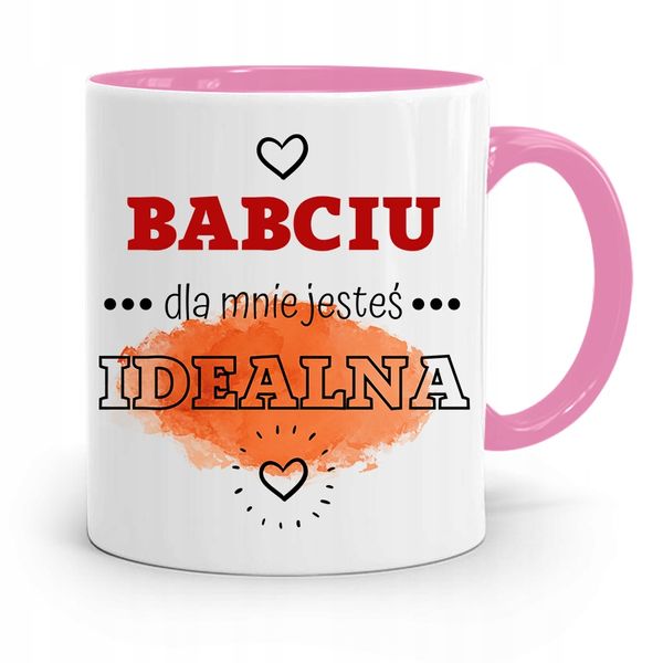 Kubek Różowy Dla Babci Dla Mnie Jesteś Idealna Z Nadrukiem Ze Zdjęciem zdjęcie 1