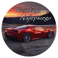 Opłatek na tort Urodziny Ferrari Auto Samochód Logo Bryka Fura Tekst Gratis