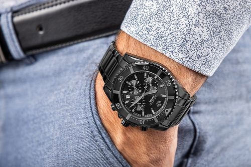 zegarek męski giewont chronograph sapphire czarno tytanowy gw3970-b1 na Arena.pl