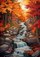 Plakat 64x90cm Jesienne Wodospady