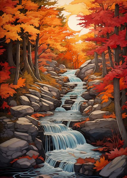 Plakat 64x90cm Jesienne Wodospady zdjęcie 1