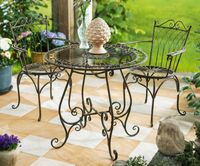 Żeliwny zestaw ogrodowy antyczny brązowy stół +2 krzesła balkon