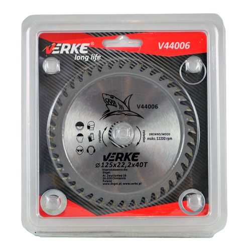 PIŁA TARCZA WIDIOWA DO CIĘCIA DREWNA 125x22,2 40 ZĘBÓW VERKE V44006 na Arena.pl
