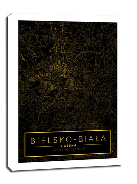 Bielsko Biała mapa złota - obraz na płótnie 90x120 cm zdjęcie 1