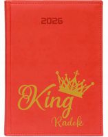 KALENDARZ A5 2026 DZIENNY terminarz z nadrukiem uv KING TWOJE IMIĘ