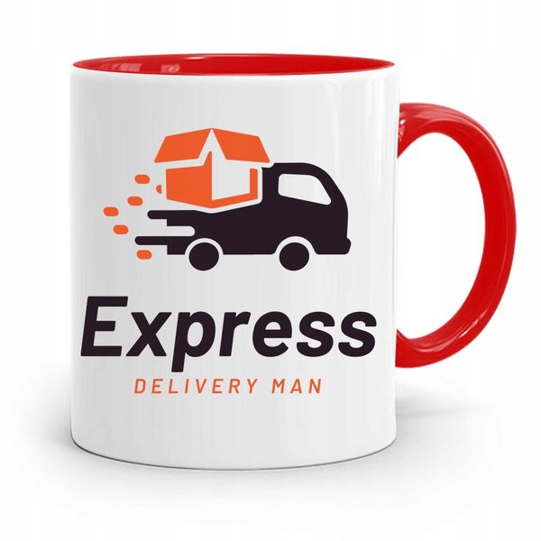 Kubek Czerwony Dla Kuriera Express Prezent Z Nadrukiem Ze Zdjęciem zdjęcie 1