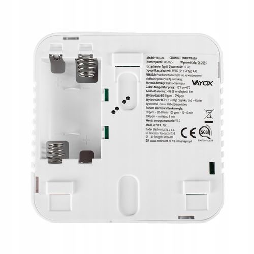 CZUJNIK CZADU DETEKTOR TLENKU WĘGLA WYKRYWACZ 10LAT ŻYWTONOŚCI 85db na Arena.pl