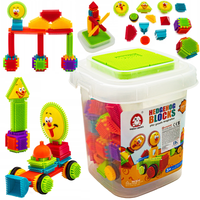 Klocki Konstrukcyjne W Wiaderku, Wafle, Jeżyki, Grzebyki 170 elementów