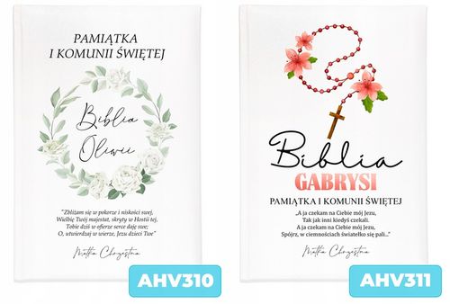 BIBLIA OBRAZKOWA Pamiątka KOMUNII ŚWIĘTEJ TWOJE IMIĘ PREZENT OD CHRZESTNEGO na Arena.pl