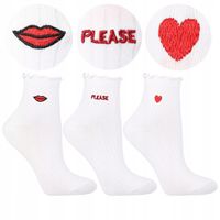 Skarpetki Bawełniane z HAFTEM Skarpety Wstawki ZESTAW 3-PAK 35-38 MORAJ