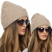 CZAPKA DAMSKA Zimowa Beanie czarna CIEPŁA Wywijana POLSKA z wełną KOLORY