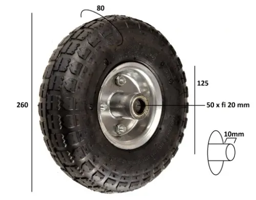 KOŁO KÓŁKO DO WÓZKA TACZEK 4.10/3.50-4 260x80 4PR na Arena.pl