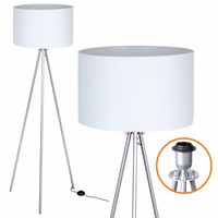 Lampa Stojąca Trigni SREBRNA Styl Skandynawski Biały abażur