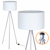 Lampa Stojąca Trigni SREBRNA Styl Skandynawski Biały abażur