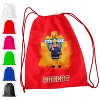 WOREK PLECAK SPORTOWY NA WF DLA DZIECI - STRAŻAK SAM + IMIĘ! BAJKA POŻAR