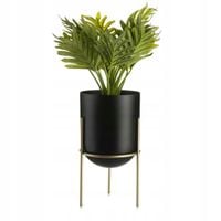 ZŁOTO CZARNY KWIETNIK STOJĄCY z osłonką na doniczkę metalowy 20 cm LOFT