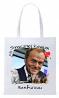 Donald Tusk Platforma Torba Eco Biała Shopper Z Nadrukiem Ze Zdjęciem