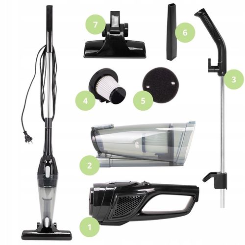 ODKURZACZ 2-w-1 RĘCZNY PIONOWY lekki MOCNY AKCESORIA filtr HEPA KAMILLE na Arena.pl