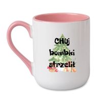KUBEK "CHUJ BOMBKI STRZELIŁ" Wzór - Elegant Coffee Różowy 330 ml