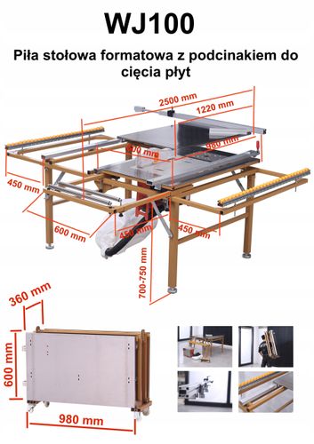 Piła stołowa formatowa pilarka z podcinakiem do cięcia płyt stół przenośny na Arena.pl