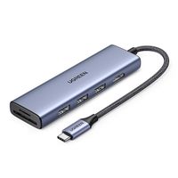 6w1 HUB Adapter USB-C - HDMI / USB-A / czytnik kart SD TF - szary