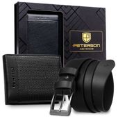 zestaw prezentowy: skórzany portfel męski w czarnym kolorze bez zapięcia