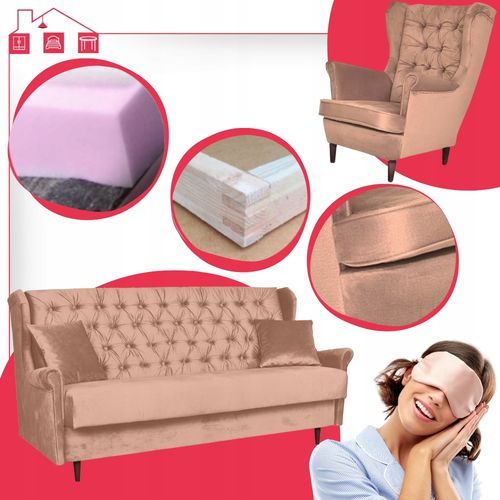 Zestaw wypoczynkowy do salonu sofa 2 fotele BLADORÓŻOWY Gaja Family Meble na Arena.pl