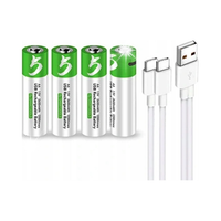 WIELOKROTNE BATERIE PALUSZKI AKUMULATORKI AA 4 SZT ŁADOWANE KABLEM USB-C