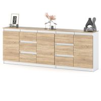 Komoda Nowoczesna 6 Szuflad Pojemna Szafka Best Agnes Plus 2m Biała Sonoma