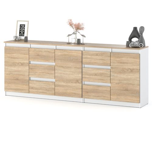 Komoda Nowoczesna 6 Szuflad Pojemna Szafka Best Agnes Plus 2m Biała Sonoma na Arena.pl