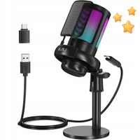 MIKROFON Z GRADIENTOWYM RGB DLA GIER PC MAC PS4 PS5 PRZYCISKIEM WYCISZENIA