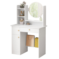 TOALETKA Z LUSTREM Z SZUFLADAMI BIAŁA DO MAKIJAŻU STYL SKANDYNAWSKI GLAMOUR