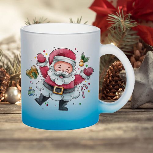 Kubek z mrożonego szkła z niebieskim dnem z Twoim nadrukiem na Arena.pl