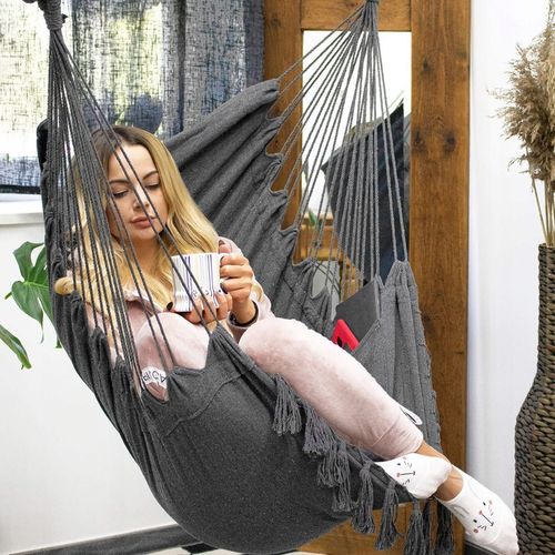 KRZESŁO BRAZYLIJSKIE HAMAKOWE WISZĄCE HUŚTAWKA HAMAK FOTEL PODUSZKI BOHO na Arena.pl