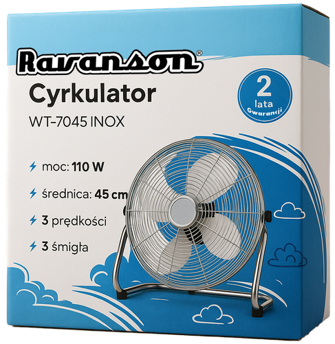 wentylator podłogowy ravanson wt-7045 inox na Arena.pl