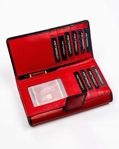 pojemny, skórzany portfel damski na zatrzask i suwak - peterson na Arena.pl