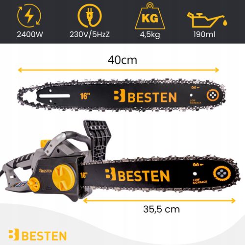 PIŁA ŁAŃCUCHOWA PILARKA ELEKTRYCZNA DO DREWNA 2400W PROWADNICA 40CM + OLEJ na Arena.pl