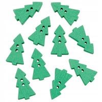 Guzik drewniany CHOINKA zielony 10szt.