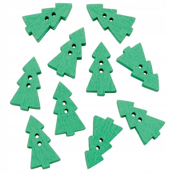 Guzik drewniany CHOINKA zielony 10szt. zdjęcie 1